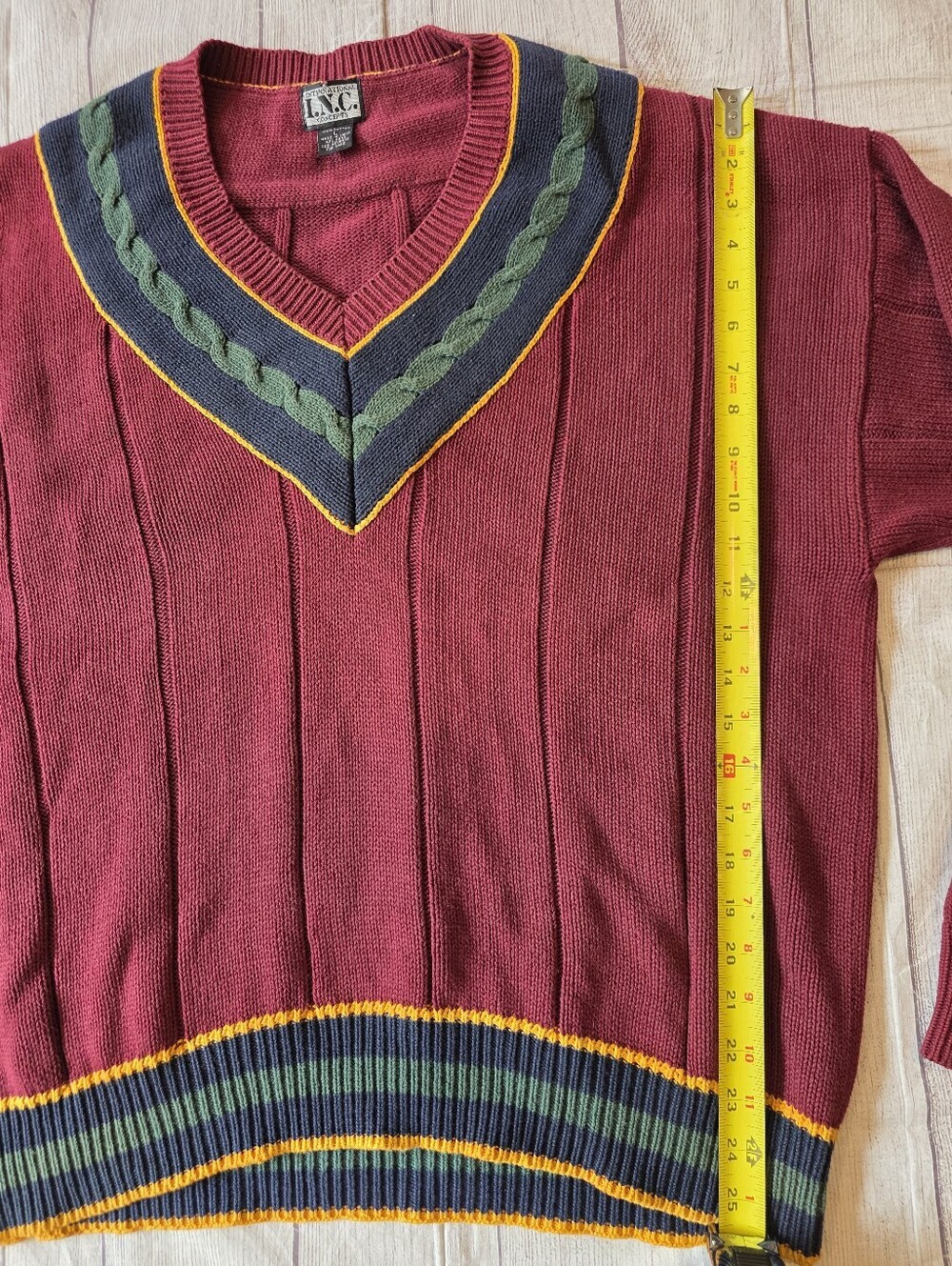 Vintage Men's Size Large International Concepts V-neck Sweater Academia Preppy - Picture 11 of 11